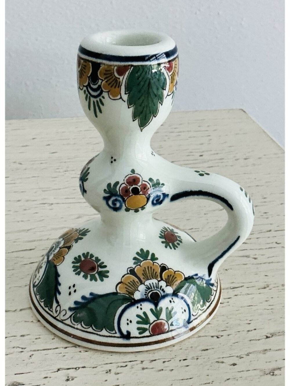 Royal Delft De Porceleyne Fles Polychrome  Candle Holder 1978 Signed
